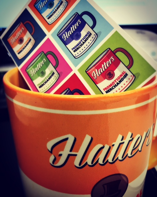 Branded mug business card Power Brand Hatters Print blog branding 