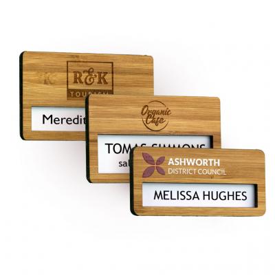 Picture of Bamboo Faced Reusable Name Window Badges