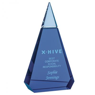 Picture of 20.5cm Cobalt Blue & Clear Optical Crystal Prism Award