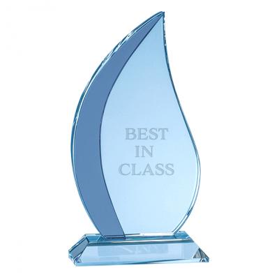 Picture of 18cm Optical Crystal Clear & Cobalt Blue Flame Award